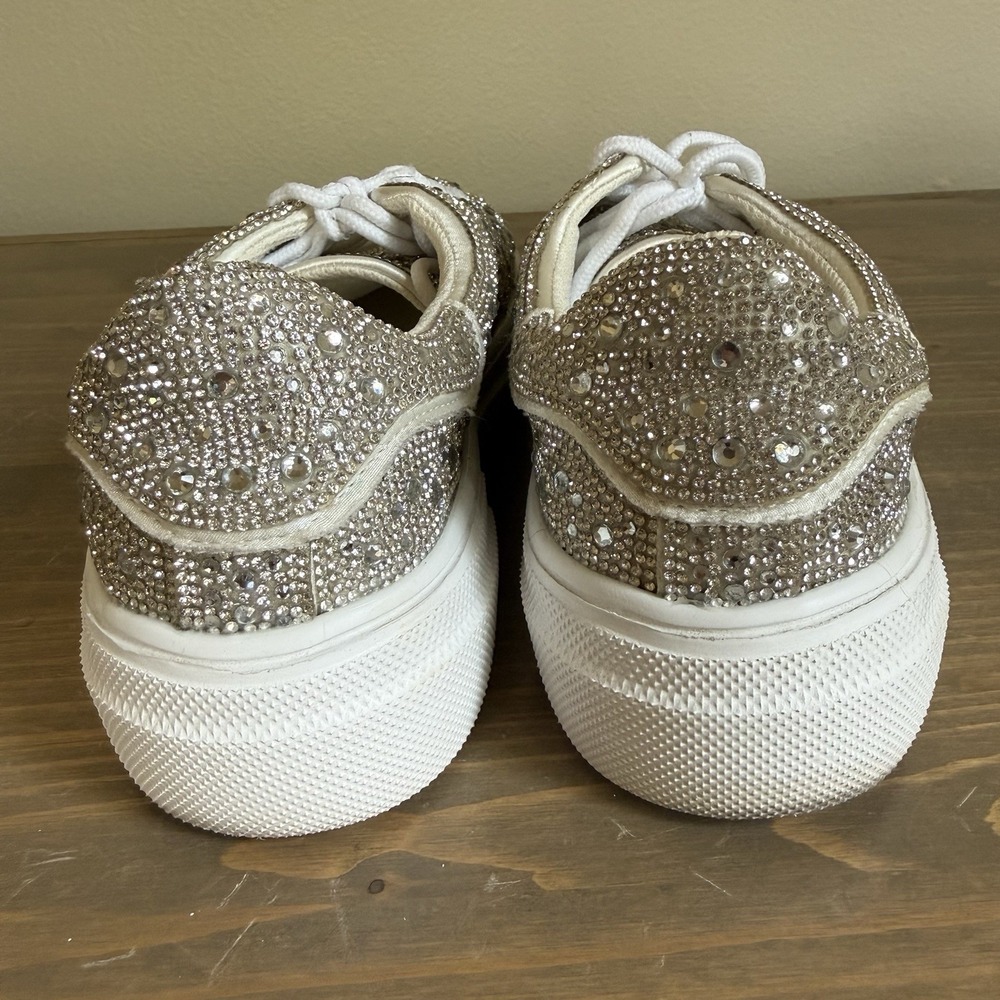 Hey Girl By Corkys Womens 9 Bedazzle Rhinestone Platform Sneakers Lace Up Shoes - Picture 5 of 8